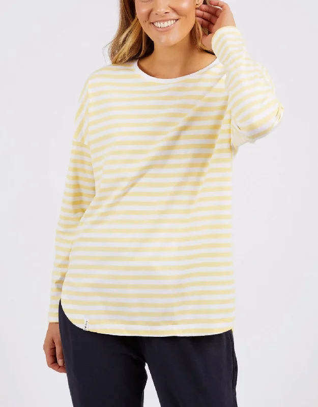 Lauren Long Sleeve Stripe Tee - Banana/White Stripe