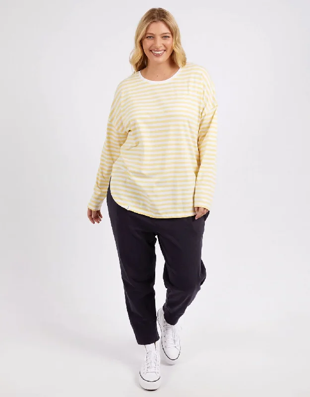 Lauren Long Sleeve Stripe Tee - Banana/White Stripe