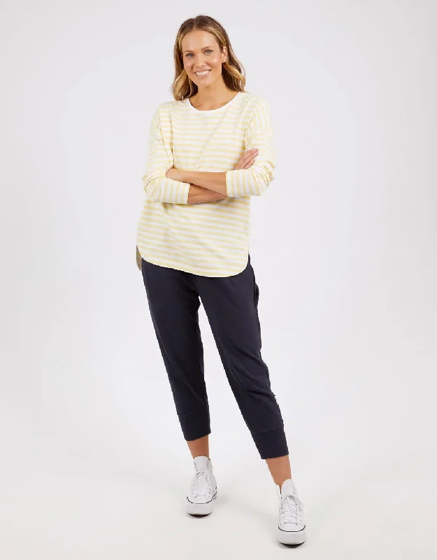 Lauren Long Sleeve Stripe Tee - Banana/White Stripe