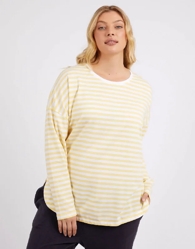 Lauren Long Sleeve Stripe Tee - Banana/White Stripe