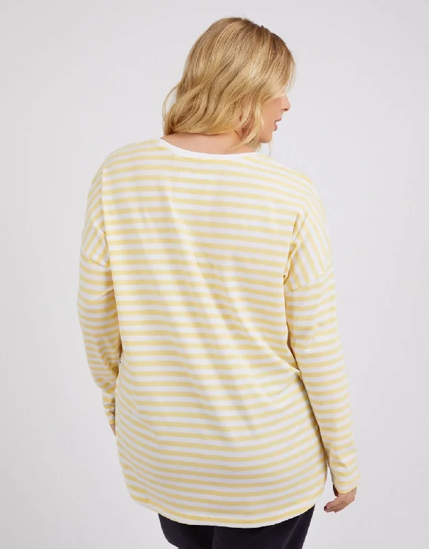 Lauren Long Sleeve Stripe Tee - Banana/White Stripe