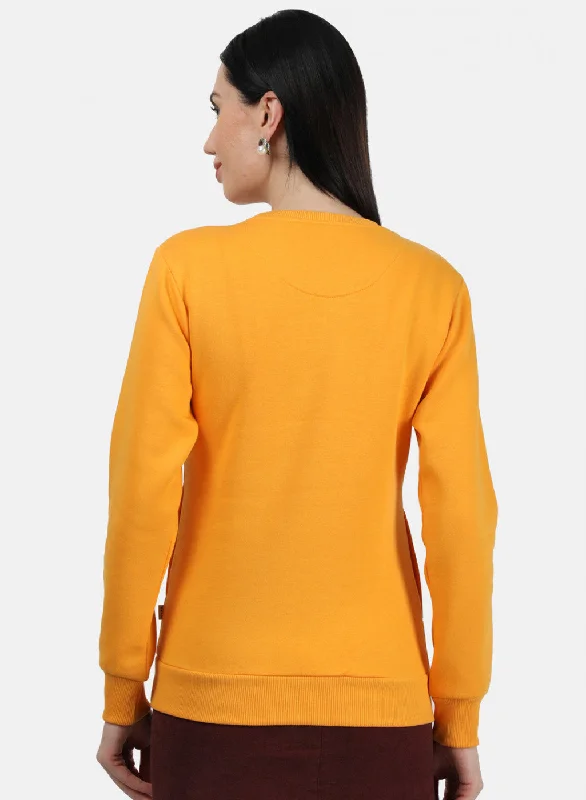 Women Mustard Plain Sweatshirt