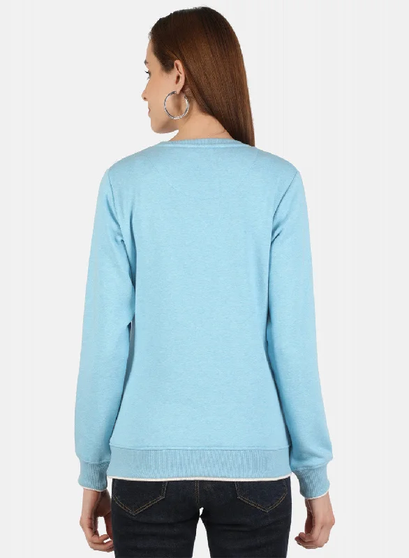 Women Blue Printed Sweatshirt