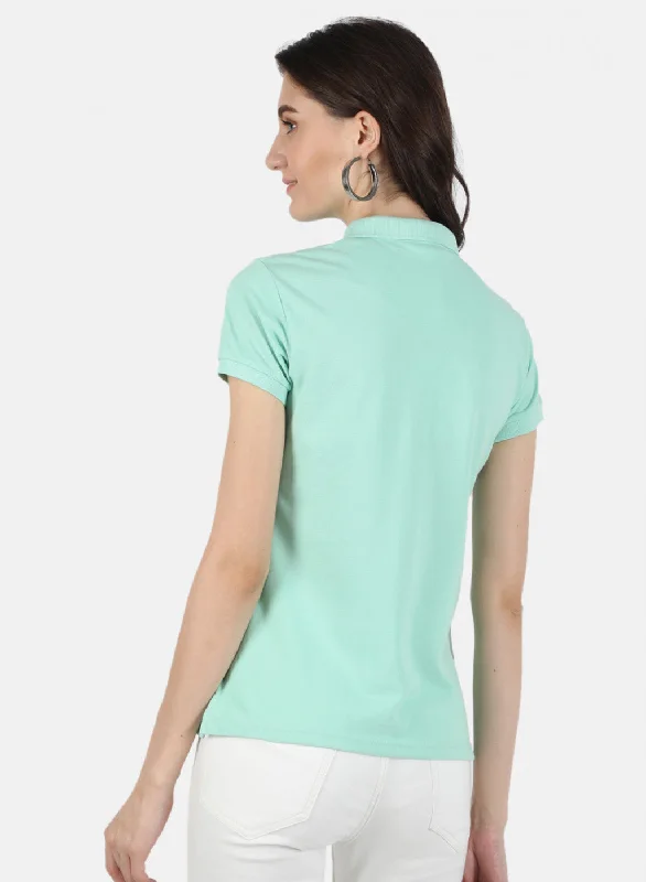 Women Green Plain T-Shirt