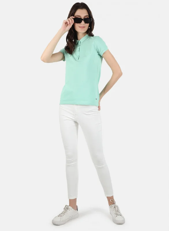 Women Green Plain T-Shirt