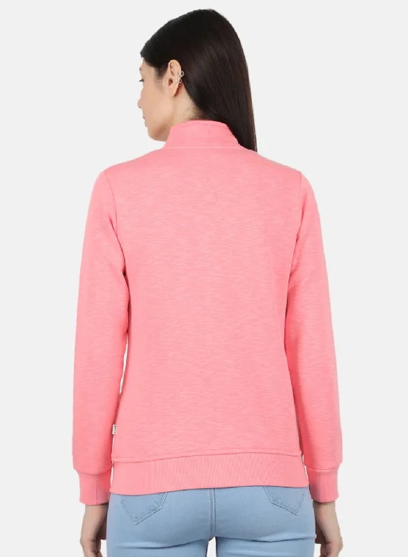 Women Pink Solid Sweatshirt