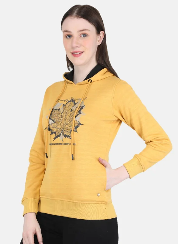 Women Yellow Printed Sweatshirt