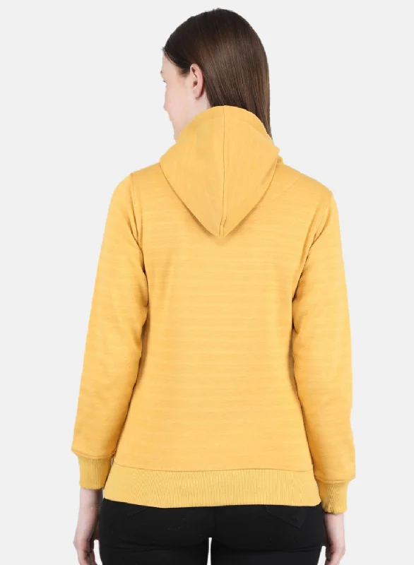 Women Yellow Printed Sweatshirt