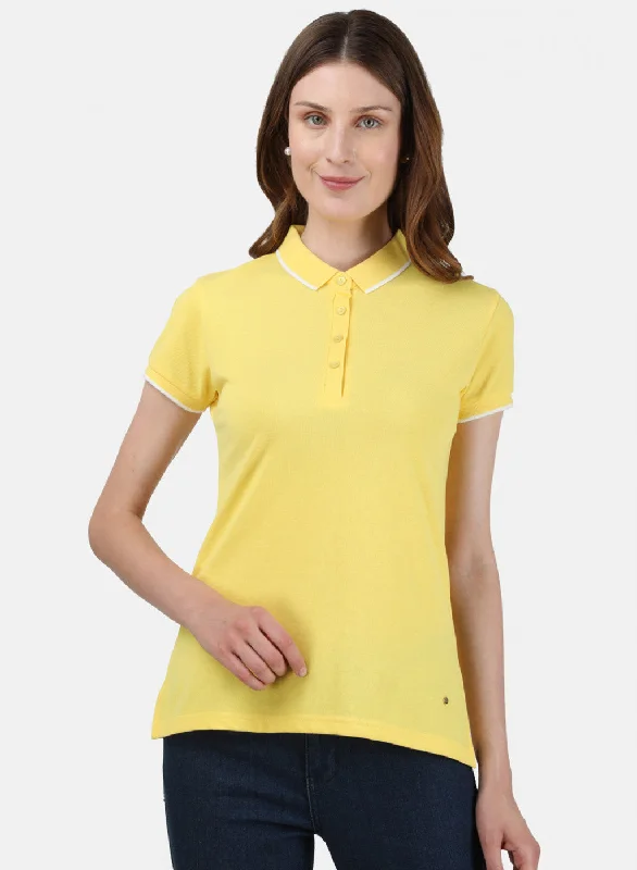 Womens Yellow Plain T-Shirt