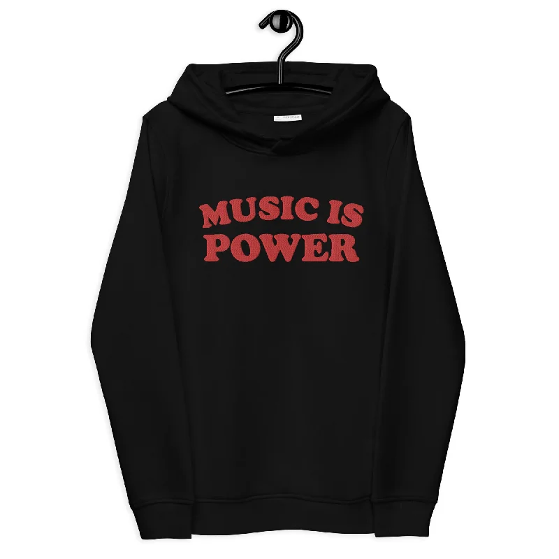 MUSIC IS POWER Embroidered women's organic hoodie