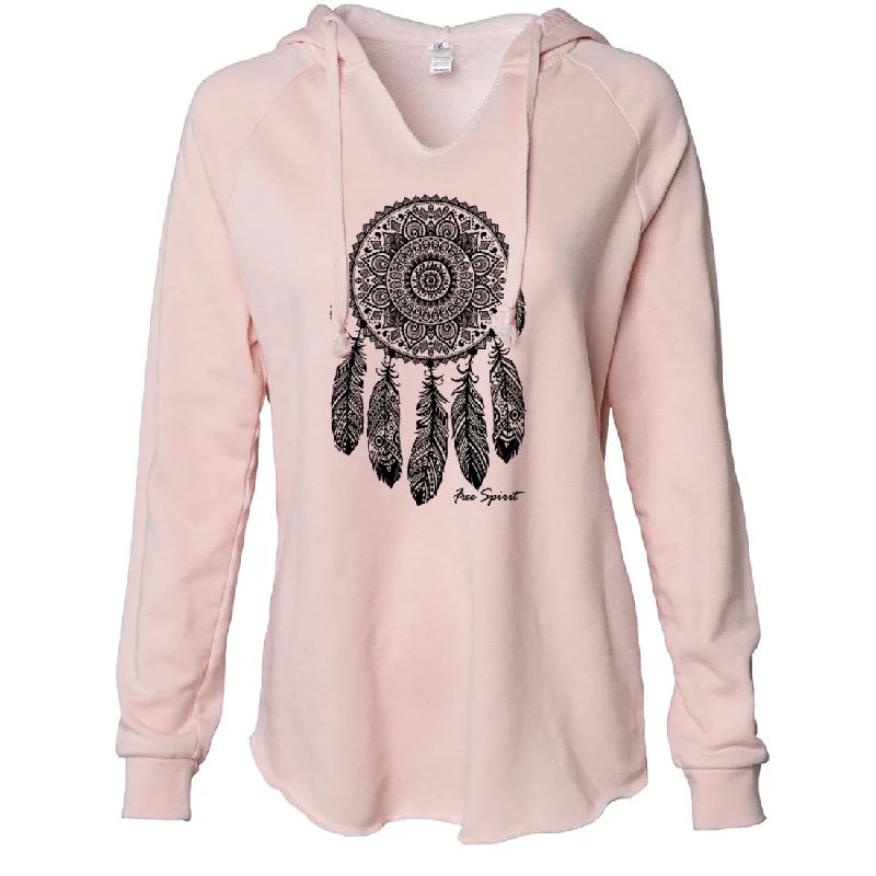 Native American Dreamcatcher Free Spirit Black Women's Soft Hooded Pullover