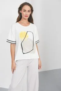 Naya Off White & Lemon Tshirt