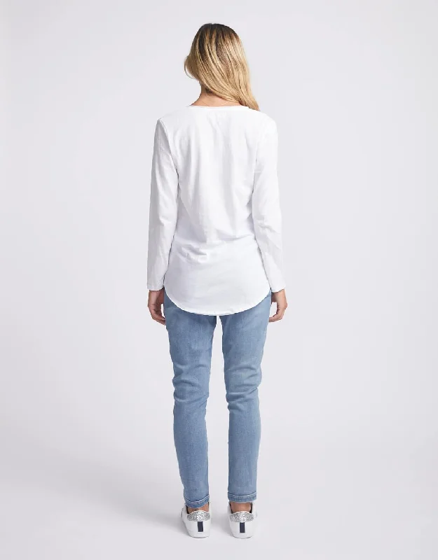 Original Round Neck Long Sleeve T-Shirt - White