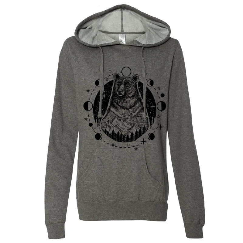 Psychic Moon Forest Grizzly Ladies Lightweight Fitted Hoodie