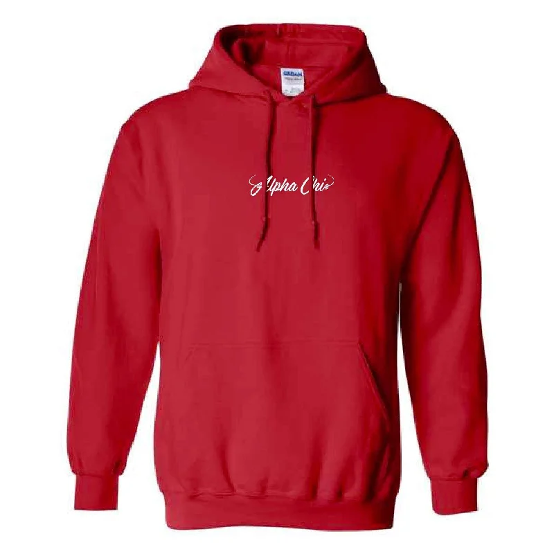 Red Cursive Embroidered Hoodie <br> (sororities A-D)