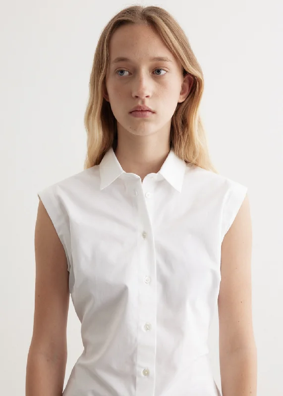 Shaped Poplin Sleeveless Shirt