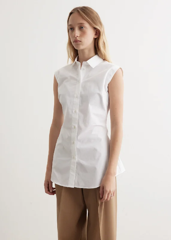 Shaped Poplin Sleeveless Shirt