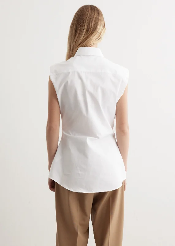 Shaped Poplin Sleeveless Shirt