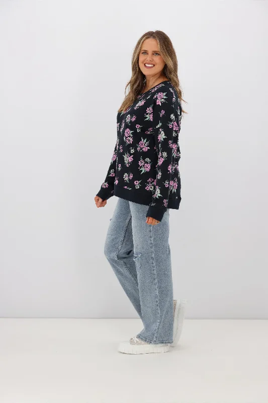 Shine On Label Andie Floral Printed Crew