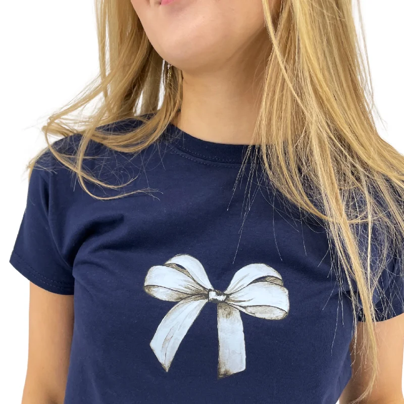 BOW (HVID), BABY TEE - NAVY