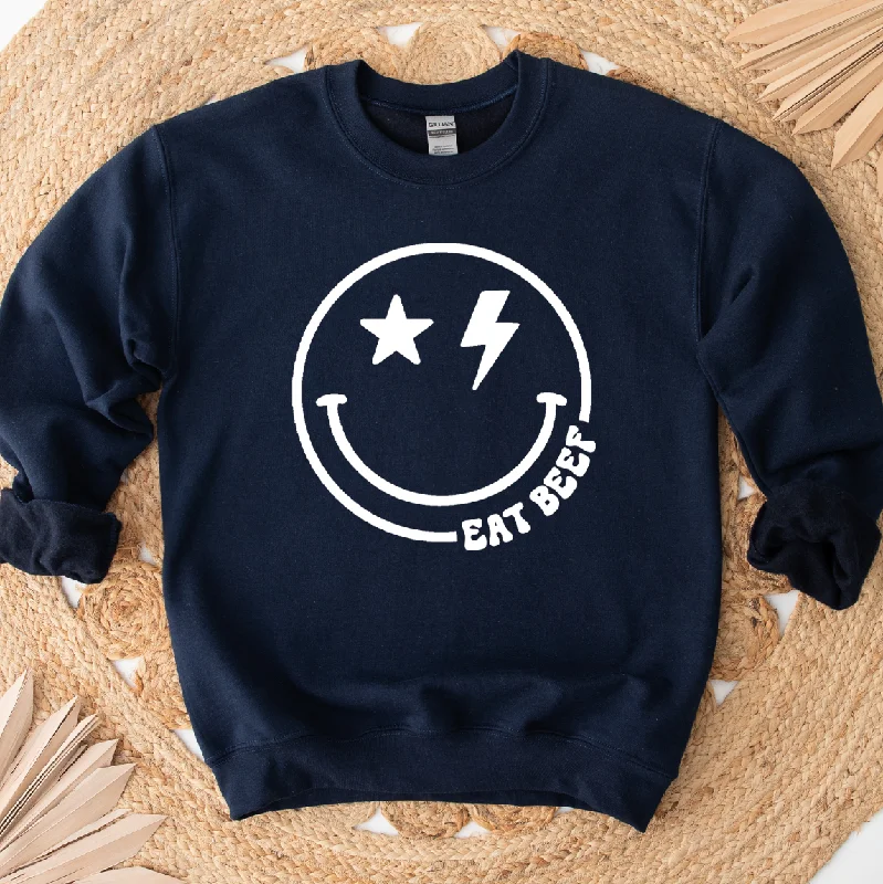 Smile Eat Beef White Ink Crewneck (S-3XL) - Multiple Colors!