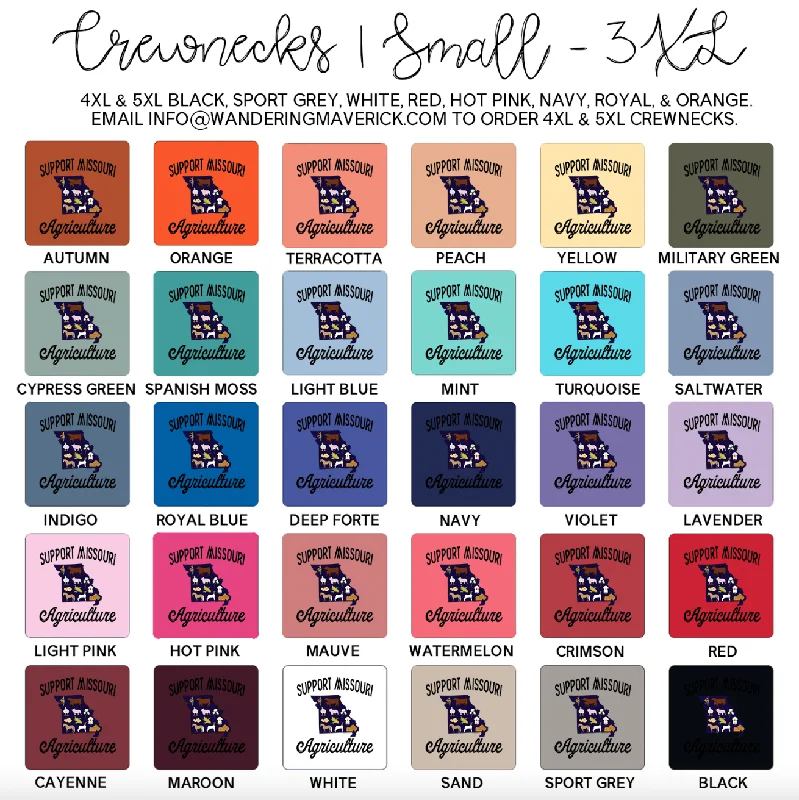 Support Missouri Agriculture Crewneck (S-3XL) - Multiple Colors!