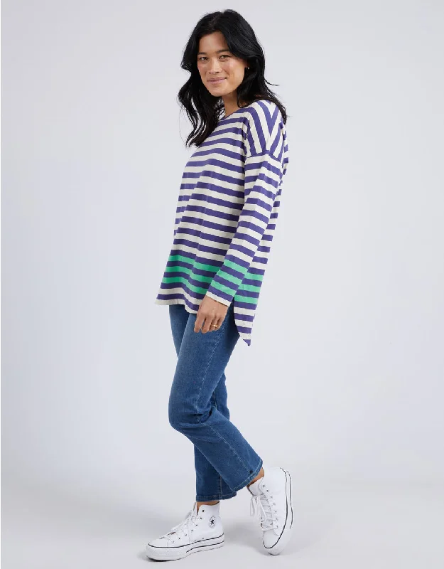 Turn Back Long Sleeve Tee - Indigo/Pearl Stripe