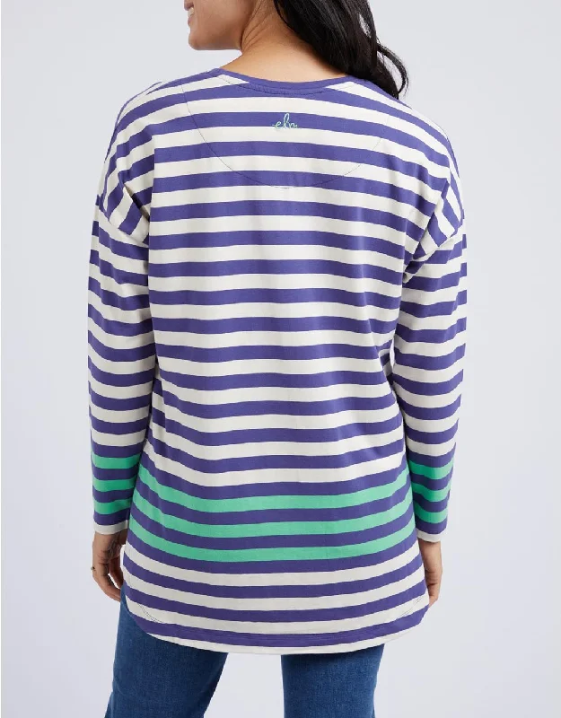 Turn Back Long Sleeve Tee - Indigo/Pearl Stripe