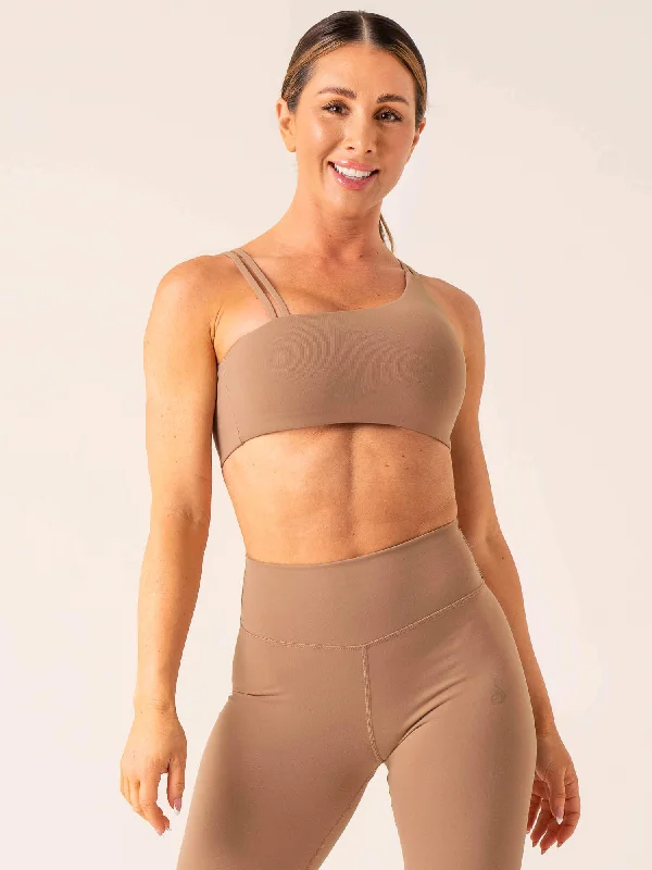 Unstoppable One Shoulder Sports Bra - Mocha