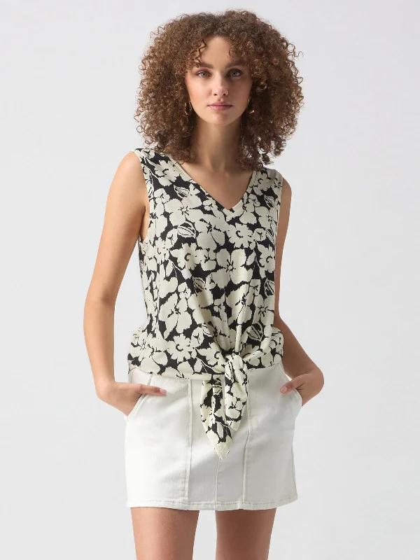 V-Neck Tie Tank Echo Blooms