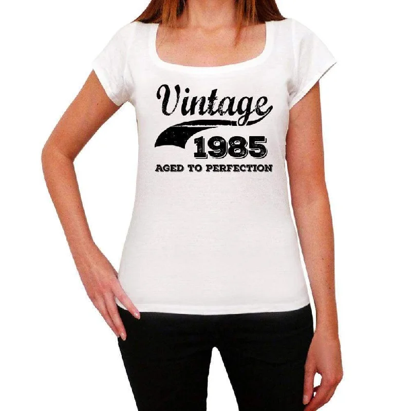 Vintage Aged To Perfection 1985, White, Women's Short Sleeve Round Neck T-shirt, gift t-shirt 00344