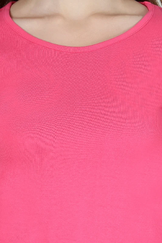 Women's Plain Round Neck T-shirt Pink