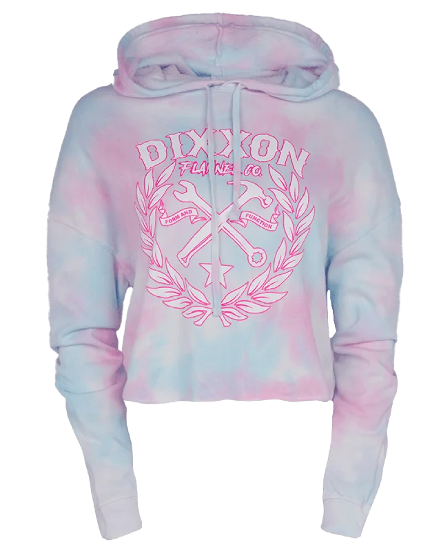 Women's Sketchy Crest Crop Pullover Hoodie - Cotton Candy