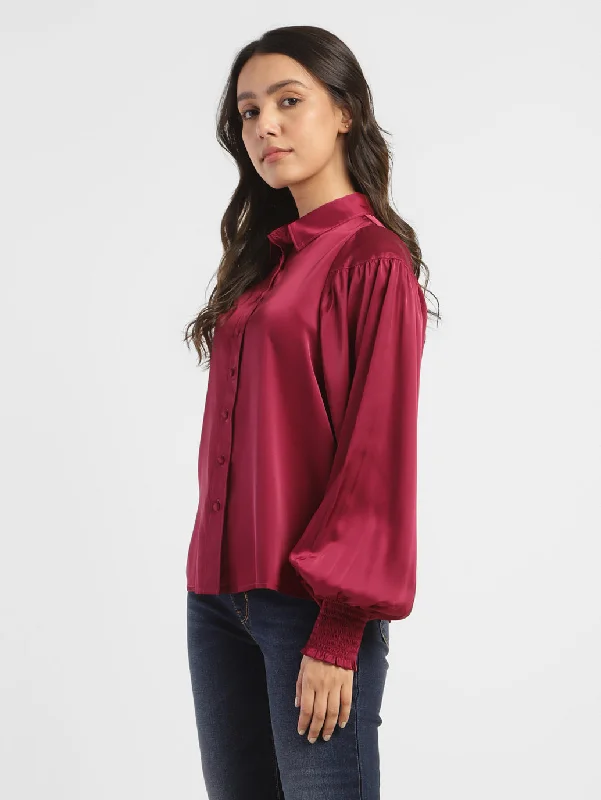 Women's Solid Spread Collar Shirt