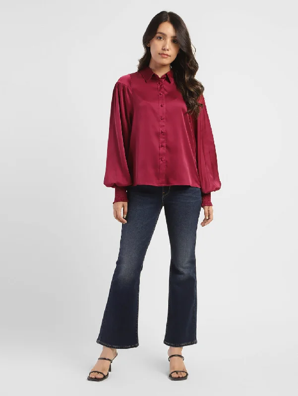 Women's Solid Spread Collar Shirt